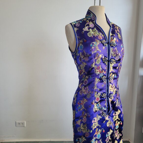 Tangyi Vintage Asian/Japanese Custom-made Floral Purple Dress (Size: S) - Picture 11 of 16